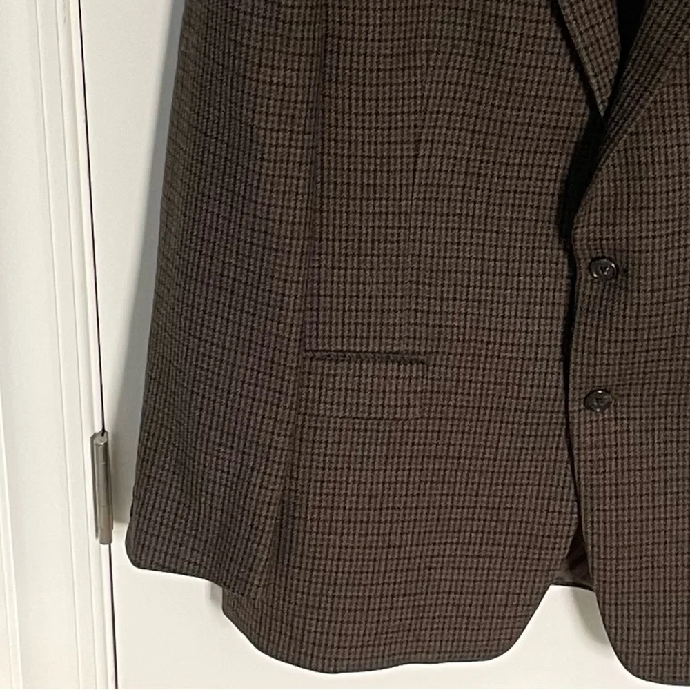 Lauren Ralph Lauren Brown Wool Houndstooth Sport Coat Blazer Jacket 47159